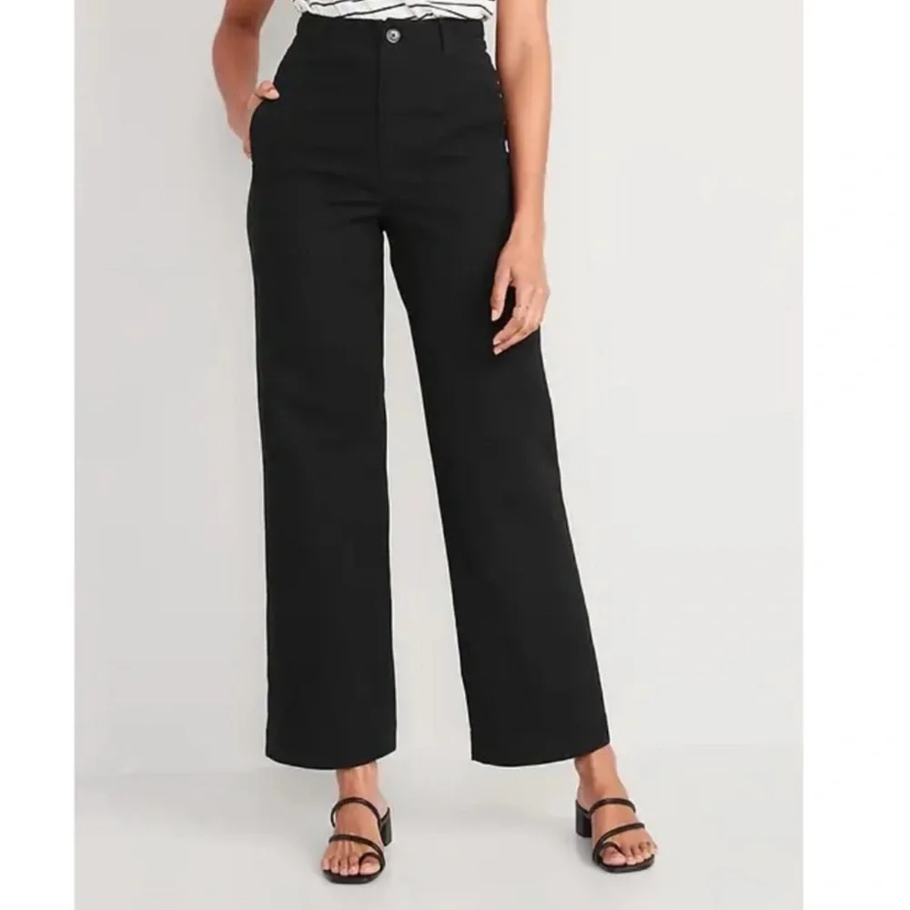 NWT! Women's High-Waisted Black Canvas Wide-Leg Workwear Pants - Multiple Sizes